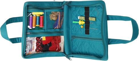 Yazzii Sewing Notions Tote Bag- Portable Sewing Accessories Organizer w Detached Sleeves- Aqua in Saudi Arabia