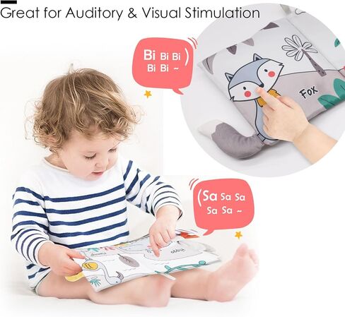 Blublu Park 3 Pcs Car Seat Toys, High Contrast Baby Toys Montessori Tummy Time Toys for Babies 0 3 6 9 12 Months, Sensory Soft Book Toys for Babies Girls Boys Baby Essentials (Elephant) in Saudi Arabia