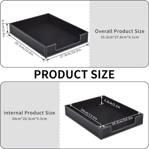 Leather Letter Tray, Office Supplies Desk Organizer for Mail Paper Files Magazines Jewelry Cosmetics,Luxury Letter Holder&Multipurpos Stackable Office Desktop Storage Box,Black in Saudi Arabia
