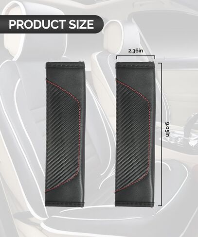 RACOONA Seat Belt Cover Pad,Seatbelt Covers,Car Accessories Car Seat Belt Cover,Carbon Fiber Seat Belt Shoulder Pad,Seatbelt Cushion Seatbelt Shoulder Strap Covers for Cars,Trucks (Black&Red) in Saudi Arabia