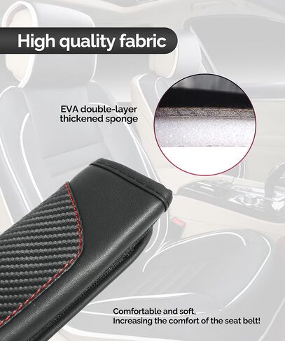 RACOONA Seat Belt Cover Pad,Seatbelt Covers,Car Accessories Car Seat Belt Cover,Carbon Fiber Seat Belt Shoulder Pad,Seatbelt Cushion Seatbelt Shoulder Strap Covers for Cars,Trucks (Black&Red) in Saudi Arabia