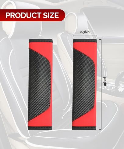 RACOONA Seat Belt Cover Pad,Seatbelt Covers,Car Accessories Car Seat Belt Cover,Carbon Fiber Seat Belt Shoulder Pad,Seatbelt Cushion Seatbelt Shoulder Strap Covers for Cars,Trucks (Black&Red) in Saudi Arabia