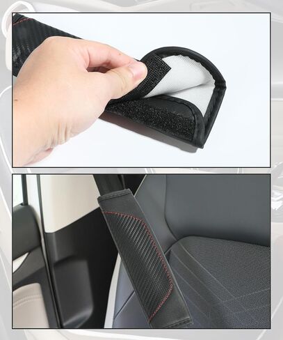 RACOONA Seat Belt Cover Pad,Seatbelt Covers,Car Accessories Car Seat Belt Cover,Carbon Fiber Seat Belt Shoulder Pad,Seatbelt Cushion Seatbelt Shoulder Strap Covers for Cars,Trucks (Black&Red) in Saudi Arabia