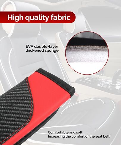 RACOONA Seat Belt Cover Pad,Seatbelt Covers,Car Accessories Car Seat Belt Cover,Carbon Fiber Seat Belt Shoulder Pad,Seatbelt Cushion Seatbelt Shoulder Strap Covers for Cars,Trucks (Black&Red) in Saudi Arabia
