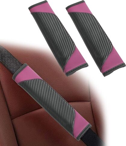 RACOONA Seat Belt Cover Pad,Seatbelt Covers,Car Accessories Car Seat Belt Cover,Carbon Fiber Seat Belt Shoulder Pad,Seatbelt Cushion Seatbelt Shoulder Strap Covers for Cars,Trucks (Black&Red) in Saudi Arabia