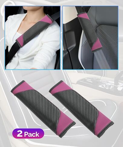 RACOONA Seat Belt Cover Pad,Seatbelt Covers,Car Accessories Car Seat Belt Cover,Carbon Fiber Seat Belt Shoulder Pad,Seatbelt Cushion Seatbelt Shoulder Strap Covers for Cars,Trucks (Black&Red) in Saudi Arabia