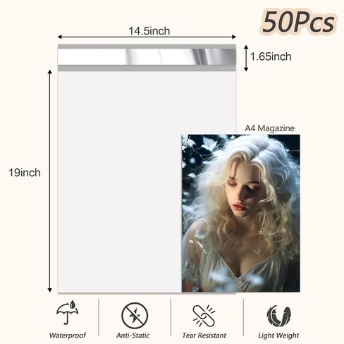 Vapulcio Newest Super-light Gray Alloy Poly Mailers 12x15.5 Inch 50 Pcs, Waterproof and Tear-resistant Mailers Poly Bags with Metallocene, Strong Toughness Metal Shipping Bags for Small Business in Saudi Arabia