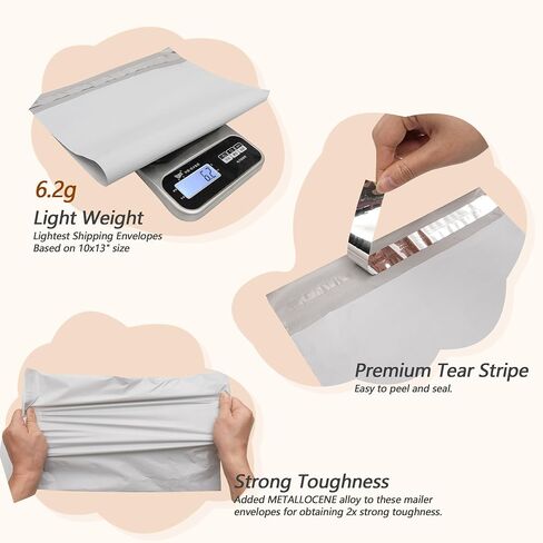 Vapulcio Newest Super-light Gray Alloy Poly Mailers 12x15.5 Inch 50 Pcs, Waterproof and Tear-resistant Mailers Poly Bags with Metallocene, Strong Toughness Metal Shipping Bags for Small Business in Saudi Arabia