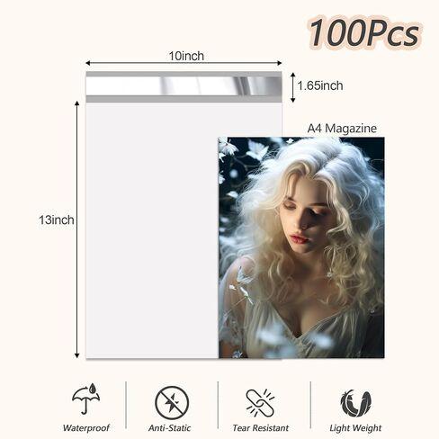 Vapulcio Newest Super-light Gray Alloy Poly Mailers 12x15.5 Inch 50 Pcs, Waterproof and Tear-resistant Mailers Poly Bags with Metallocene, Strong Toughness Metal Shipping Bags for Small Business in Saudi Arabia