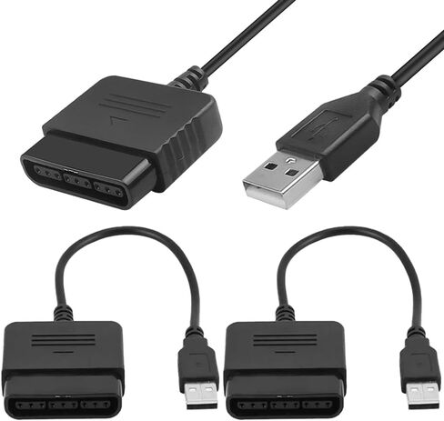 DKARDU لوحدة تحكم PS2 إلى كابل محول محول USB، لبلاي ستيشن 2/3 أنثى التوصيل إلى USB 2.0 ذكر محول محول سلك لPS1/لوحدة تحكم PS2 لوحة ألعاب لوحدة تحكم PS3/الكمبيوتر (2 قطعة) in Saudi Arabia