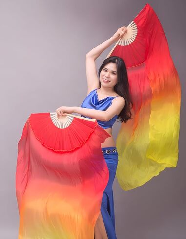 Suprwin Belly Dance Silk Fans, Cheerleading Training Gifts for Dancers, Chinese Dance Fan Veil, Belly Dance Fans Silk, Dance Church Worship Flags, Gifts for Dancers in Saudi Arabia