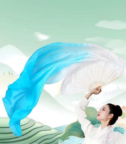 Suprwin Belly Dance Silk Fans, Cheerleading Training Gifts for Dancers, Chinese Dance Fan Veil, Belly Dance Fans Silk, Dance Church Worship Flags, Gifts for Dancers in Saudi Arabia