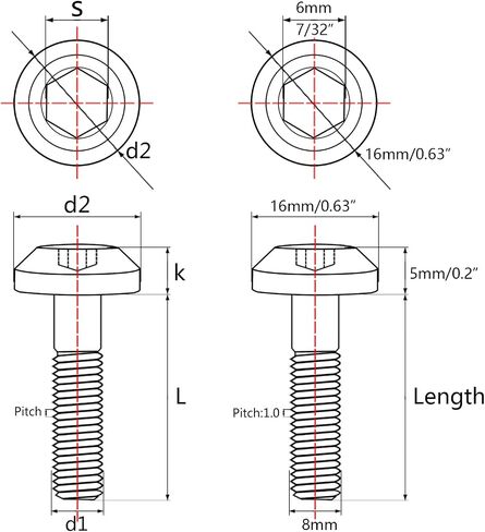 Wanyifa Titanium Umbrella Head M8 15 20 25 30 35mm Bolt Screw for Bicycle Motorcycle Car Pack of 4 (M8x35mm, Normal Titanium) in Saudi Arabia