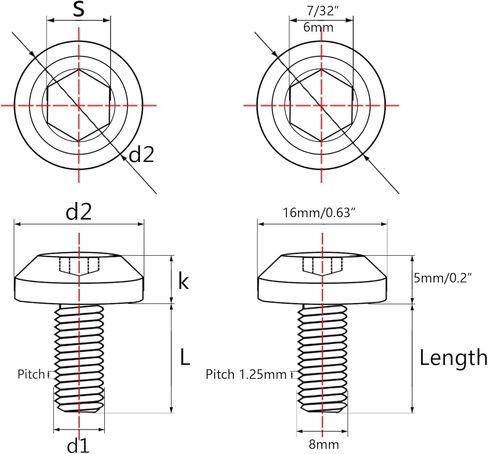 Wanyifa Titanium Umbrella Head M8 15 20 25 30 35mm Bolt Screw for Bicycle Motorcycle Car Pack of 4 (M8x35mm, Normal Titanium) in Kuwait