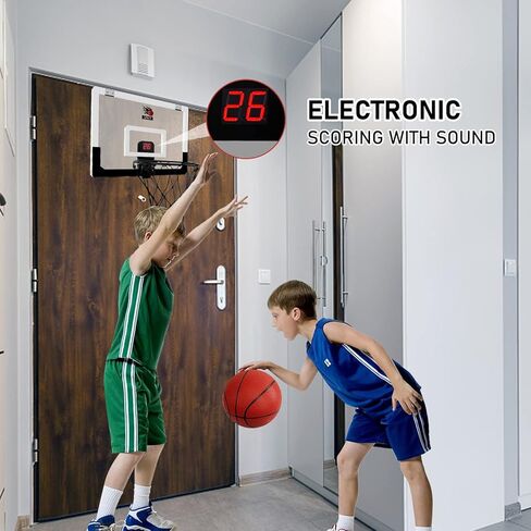 طوق كرة سلة صغير، طوق كرة سلة CYFIE داخلي مع 3 كرات، طوق كرة سلة فوق الباب مع لوحة نتائج إلكترونية للأطفال البالغين، مناسب للداخل/الخارج/حمام السباحة/الباب in Kuwait
