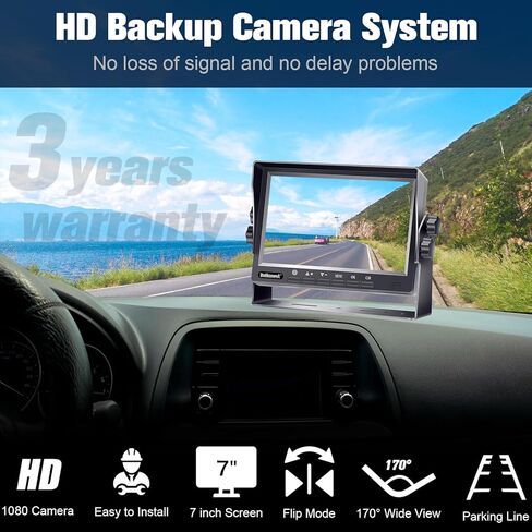 DoHonest RV Backup Camera Systems HD 1080P 7" Monitor 2 Rear View Cameras Kit for Truck Trailer Camper 5th Wheel Easy Installation Night Vision Waterproof P13 in Kuwait
