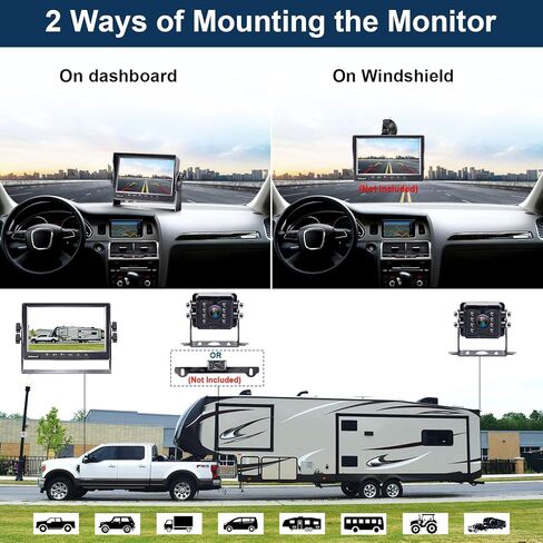 DoHonest RV Backup Camera Systems HD 1080P 7" Monitor 2 Rear View Cameras Kit for Truck Trailer Camper 5th Wheel Easy Installation Night Vision Waterproof P13 in Kuwait