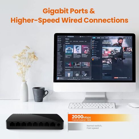 Tenda SG105، محول جيجابت بـ 5 منافذ، محول إيثرنت غير مُدار، موزع إيثرنت للمكتب، التوصيل والتشغيل، حافظة بلاستيكية، سطح المكتب/التثبيت على الحائط، هادئ بدون مروحة، حماية محدودة مدى الحياة in Kuwait