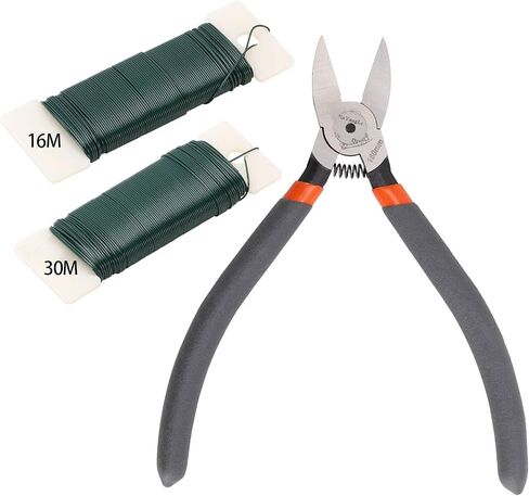 50 Yards 22 Gauge Green Paddle Wire with 1Pcs 6 in Wire Cutting Pliers for Crafts, Christmas Wreaths Tree, Garland and Floral Flower Arrangements in Saudi Arabia