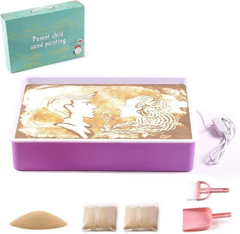 Vatrepeo Light Table for Kids, Sand Painting Light Box for Kids Adjustable Brightness Kids Light Table Sand Art Kits Present for Girls and Boys, Blue in Kuwait