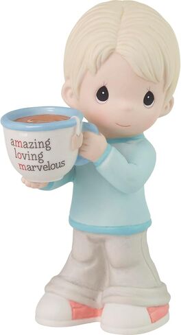 Precious Moments Little Boy Figurine for Mom | Mom, You’re Amazing Blonde Boy Bisque Porcelain Figurine Moms Birthday | Hand-Painted in Saudi Arabia