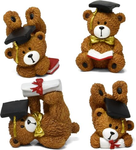 Gift Boutique Graduation Bear Figurines Table Top Decor Set of 4 Mini Teddy Bears Congrats Grad Resin Graduate Tabletop Figures for Grads Nursing Medical School Gift & Mantle Desk Shelf Home Decorats in Saudi Arabia