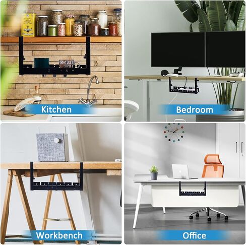 No Drill Under Desk Cable Management Tray, 21.9'' Retractable Metal Desk Wire Management with Clamp, Cord Organizers Tray Cable Holder, Power Strip Under Desk Rack for Home Office in Saudi Arabia
