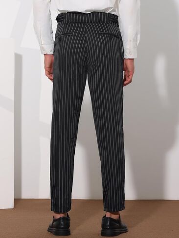 Lars Amadeus Striped Tapered Pants for Men's Pleated Front Formal Dress Pants in Saudi Arabia