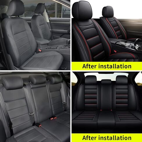 أغطية مقاعد السيارة من DIKSOAKR تناسب Subaru Outback 2010-2023 2024، 5 مقاعد من الجلد الصناعي مع وسادة هوائية متوافقة، واقي مقعد السيارة مقاوم للماء (أسود) in Kuwait