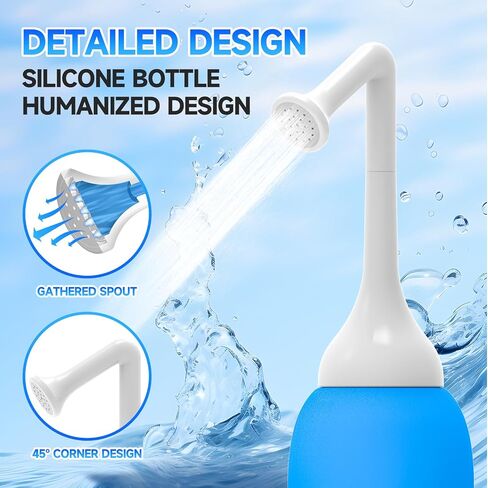 Riselaly Peri Bottle Postpartum Essentials with 2 Interchangeable Spray Heads, Portable Bidet for Women, Anti Backflow Enema Connected to Shower Hole, Anal Douche for Women, Douches for Men in Saudi Arabia