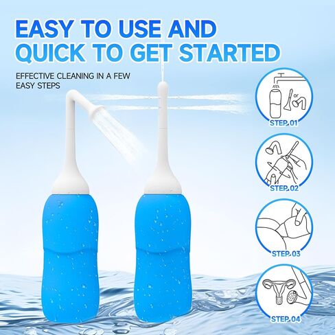 Riselaly Peri Bottle Postpartum Essentials with 2 Interchangeable Spray Heads, Portable Bidet for Women, Anti Backflow Enema Connected to Shower Hole, Anal Douche for Women, Douches for Men in Saudi Arabia