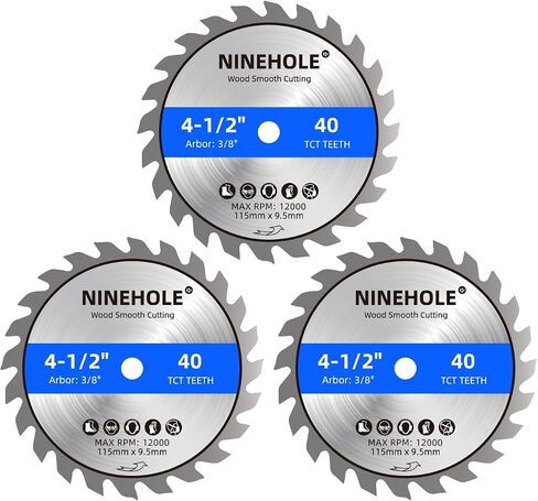 Ninehole 3pack 4 1/2 Inch Circular Saw Blade 24T with 3/8-Inch Arbor, TCT Carbide Tipped Teeth for Cutting Wood Plastic Composite Materials in Saudi Arabia
