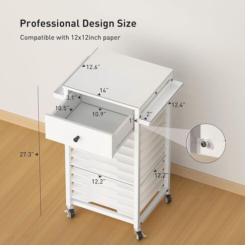 منظم تخزين الورق مقاس 12 × 12 من كايدو - عربة تخزين متدحرجة ذات 10 طبقات مع درج لصياغة طاولة تنظيم محطة العمل لغرفة الحرف اليدوية المنزلية in Kuwait