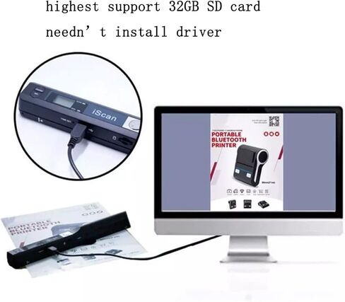 Portable Photo Scanner for A4 Documents,Handheld sanner for Business,Books, Receipt,Pictures up to 900 DPI, Uploads Images to Computer Via USB Cable, No Driver,Support JPG/PDF Format in Saudi Arabia