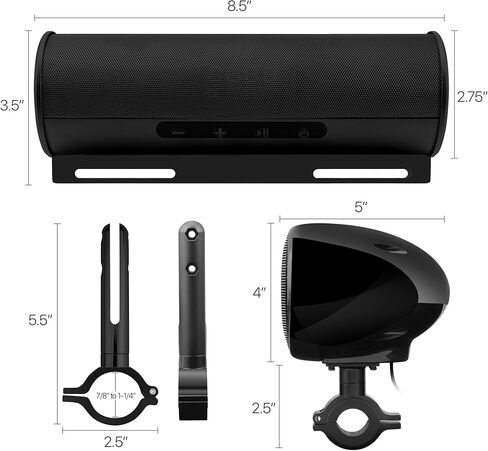 مكبرات صوت ستيريو GoHawk RD8-X40 بقدرة 600 وات مضادة للماء تعمل بتقنية البلوتوث للدراجات النارية، مكبرات صوت 4 بوصة، 7/8-1.25 بوصة. نظام مضخم صوت لمشغل موسيقى MP3، هارلي ATV، USB، راديو أسود in Kuwait