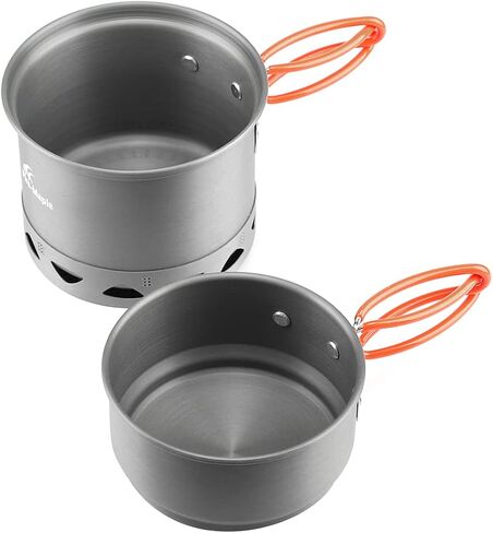 وعاء التخييم من خشب القيقب الناري، مجموعة أوعية الطبخ القابلة للطي لشخص واحد، 268 جرام FMC-217، أواني طهي مفردة خفيفة الوزن للاستخدام الخارجي مع مبادل حراري in Kuwait