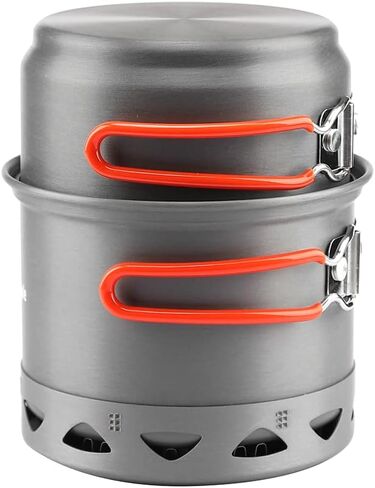 وعاء التخييم من خشب القيقب الناري، مجموعة أوعية الطبخ القابلة للطي لشخص واحد، 268 جرام FMC-217، أواني طهي مفردة خفيفة الوزن للاستخدام الخارجي مع مبادل حراري in Kuwait