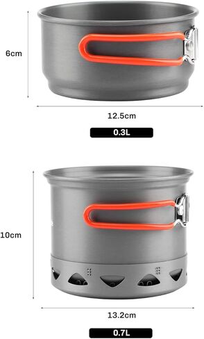 وعاء التخييم من خشب القيقب الناري، مجموعة أوعية الطبخ القابلة للطي لشخص واحد، 268 جرام FMC-217، أواني طهي مفردة خفيفة الوزن للاستخدام الخارجي مع مبادل حراري in Kuwait