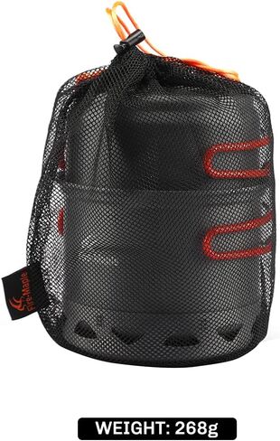 وعاء التخييم من خشب القيقب الناري، مجموعة أوعية الطبخ القابلة للطي لشخص واحد، 268 جرام FMC-217، أواني طهي مفردة خفيفة الوزن للاستخدام الخارجي مع مبادل حراري in Kuwait