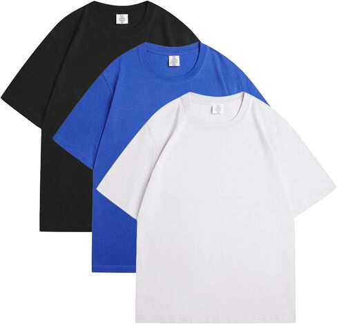 Men's Oversized T-Shirts Heavyweight Cotton Tee Crew Neck Short Sleeve T Shirts Loose Fit Basic Essential Soft Classic Tees in Saudi Arabia
