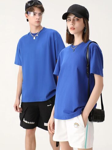 Men's Oversized T-Shirts Heavyweight Cotton Tee Crew Neck Short Sleeve T Shirts Loose Fit Basic Essential Soft Classic Tees in Saudi Arabia