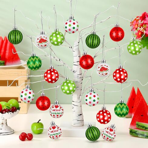 Civaner 24 Pcs 1.57 Inch Summer Tree Ornaments Watermelon Decorative Hanging Ornaments Watermelon Summer Ball Ornaments Plastic Watermelon Hanging Decors for Party Supplies Door Wreath Garland Gift in Saudi Arabia