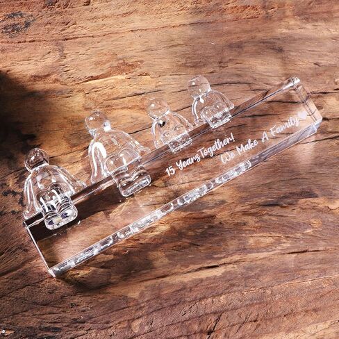Crystal 15th Wedding Gifts on Anniversary for Her, 15 Years Together We Made A Family Glass Ornament for Wife (1 Child) in Saudi Arabia