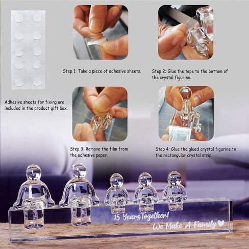 Crystal 15th Wedding Gifts on Anniversary for Her, 15 Years Together We Made A Family Glass Ornament for Wife (1 Child) in Saudi Arabia