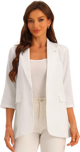 Allegra K Work Office 3/4 Sleeve Business Casual Outfits Blazers for Women's Lapel Collar Dressy Casual Suit Jacket in Saudi Arabia