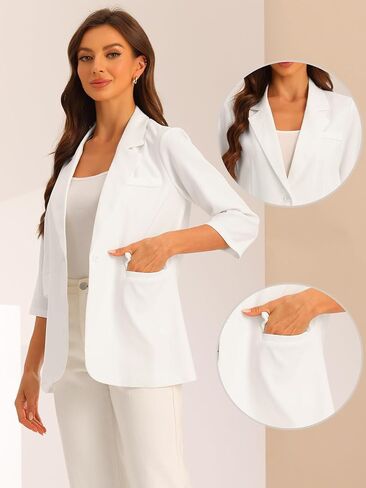 Allegra K Work Office 3/4 Sleeve Business Casual Outfits Blazers for Women's Lapel Collar Dressy Casual Suit Jacket in Saudi Arabia