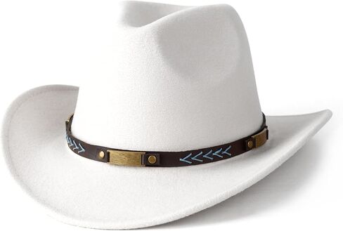 EOGIMI Men Women Western Cowboy Hat Classic Roll Up Cowgirl Hats with Buckle Belt in Kuwait