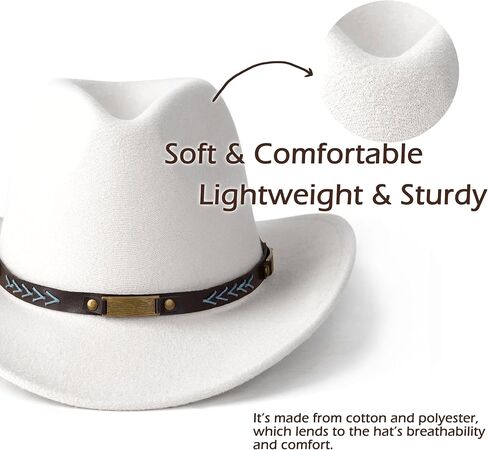 EOGIMI Men Women Western Cowboy Hat Classic Roll Up Cowgirl Hats with Buckle Belt in Kuwait