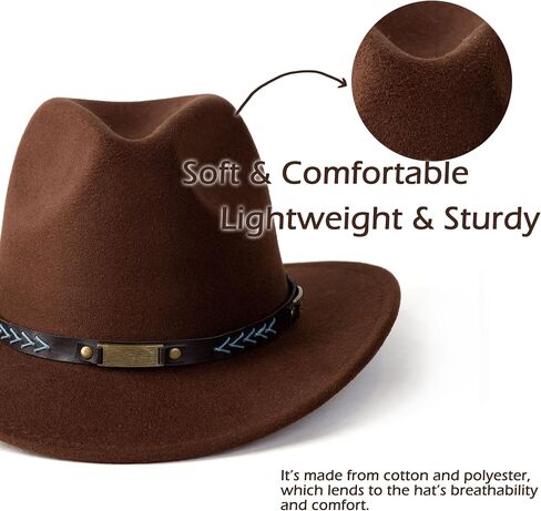 EOGIMI Men Women Western Cowboy Hat Classic Roll Up Cowgirl Hats with Buckle Belt in Kuwait
