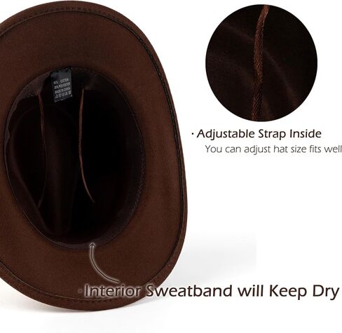EOGIMI Men Women Western Cowboy Hat Classic Roll Up Cowgirl Hats with Buckle Belt in Kuwait